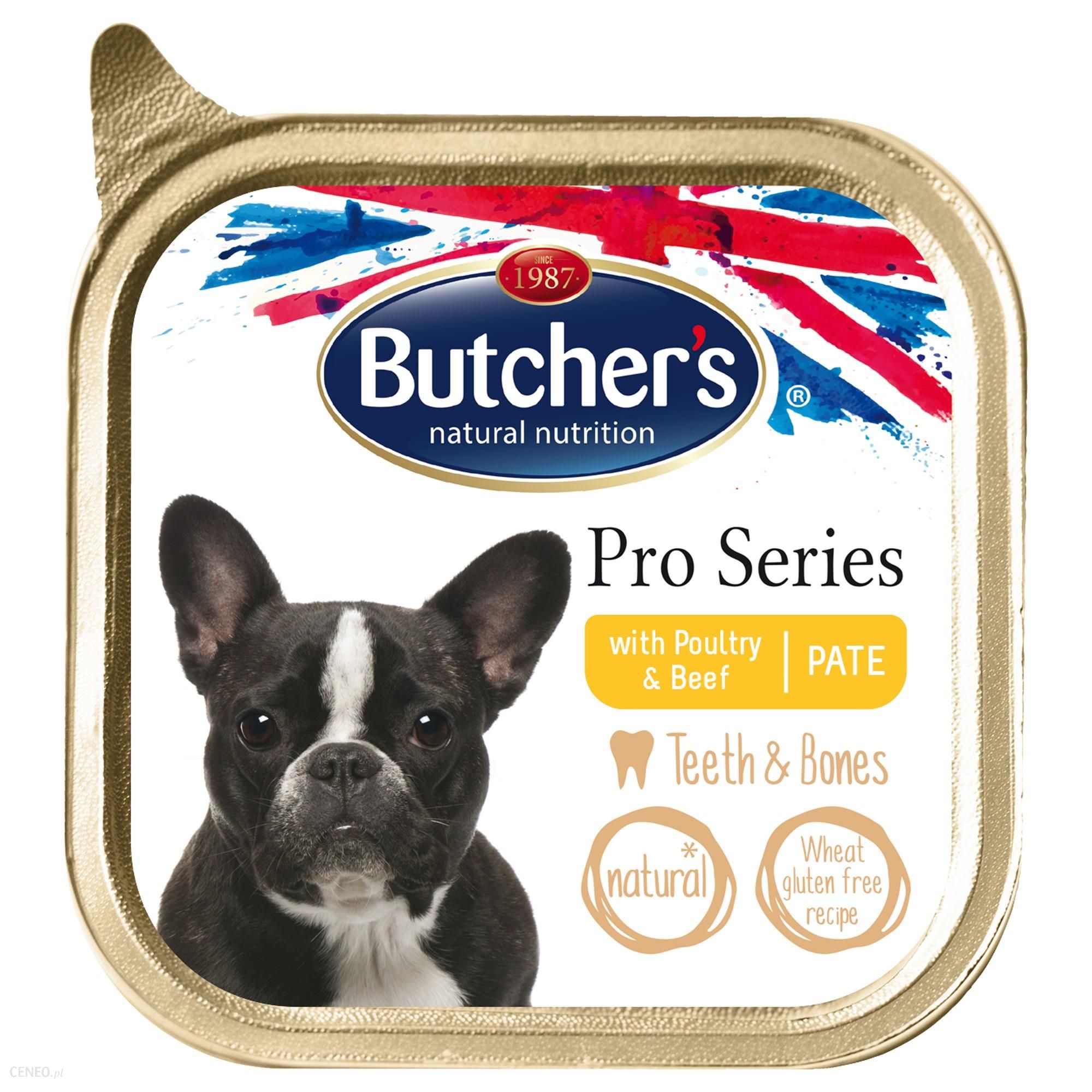 Butcher's ProSeries Dog Teeth&Bones z drobiem i wołowiną pasztet 12x150g